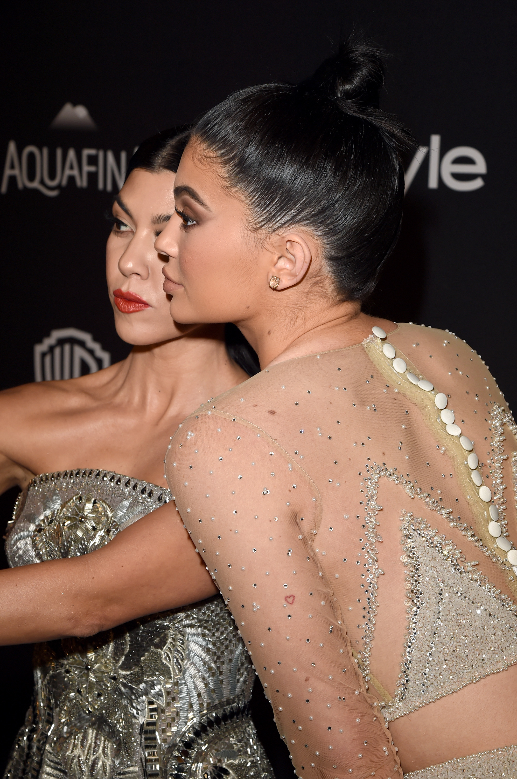 Close-up of Kylie and Kourtney taking a selfie