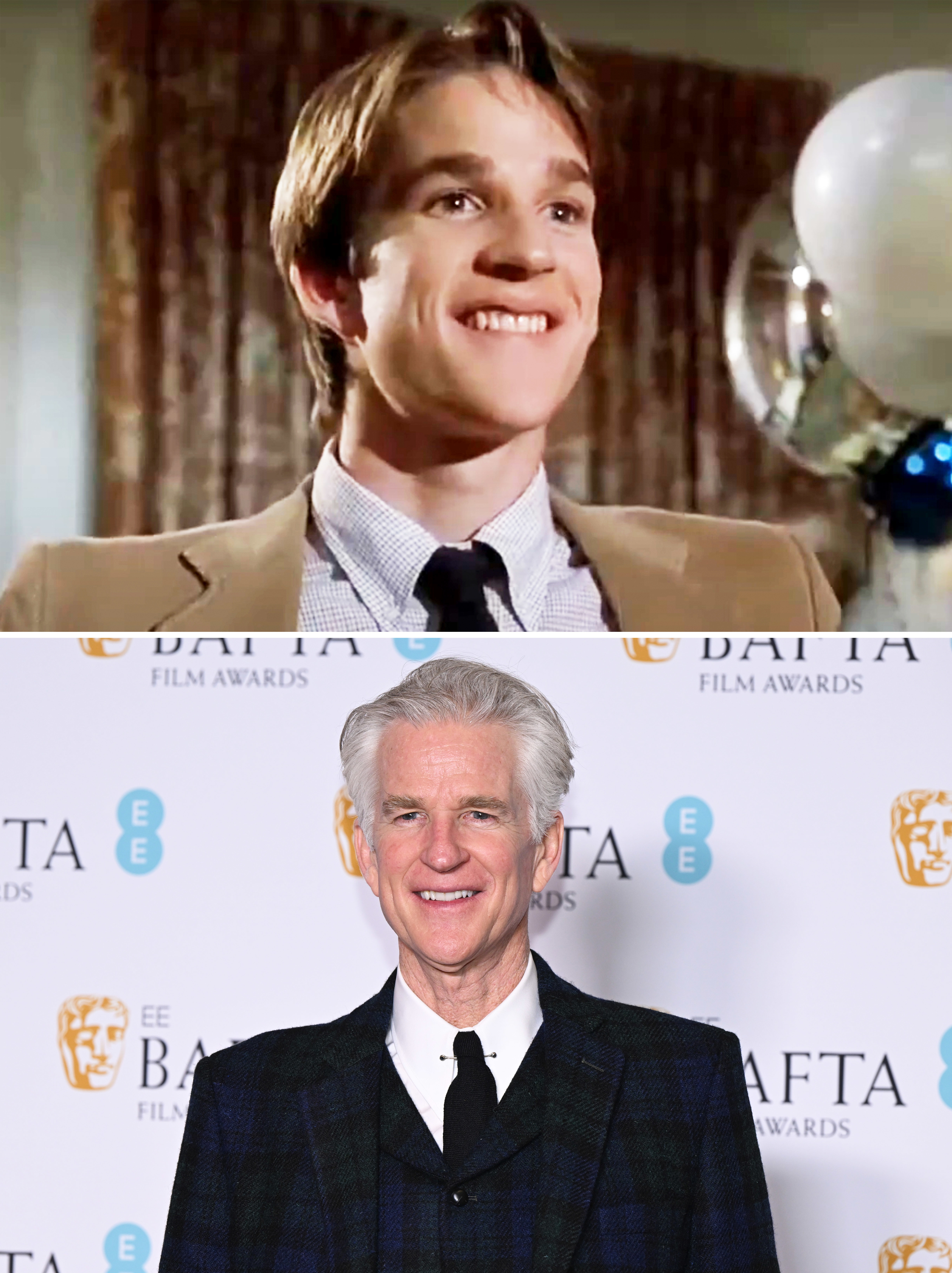 Matthew in a scene from the movie and in a close-up at a media event