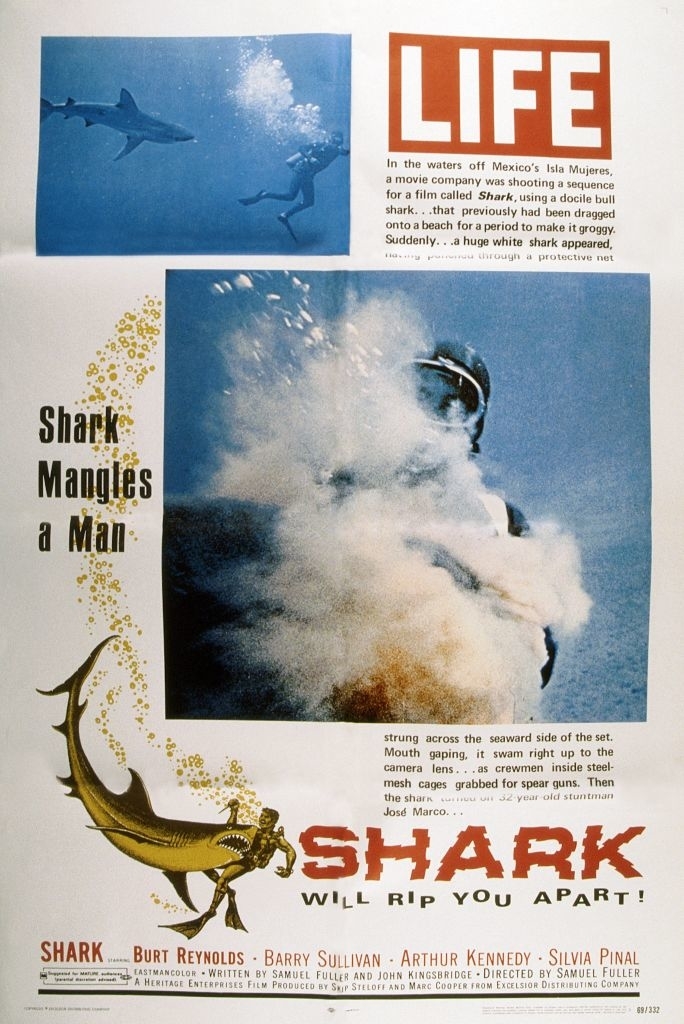 shark mangels a man is written on the poster with photos from the attack