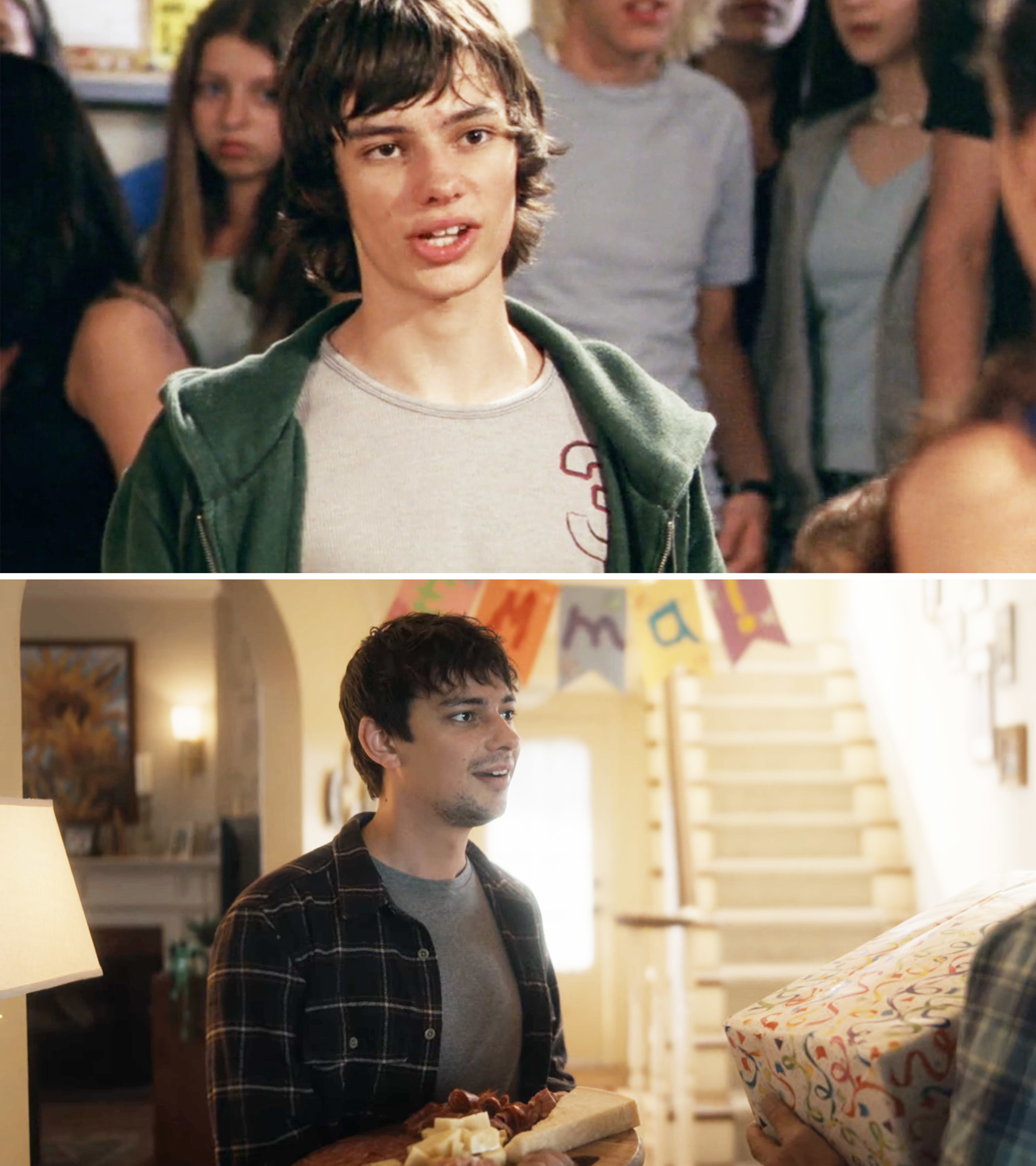 Devon in a scene from the movie and in a close-up at a media event