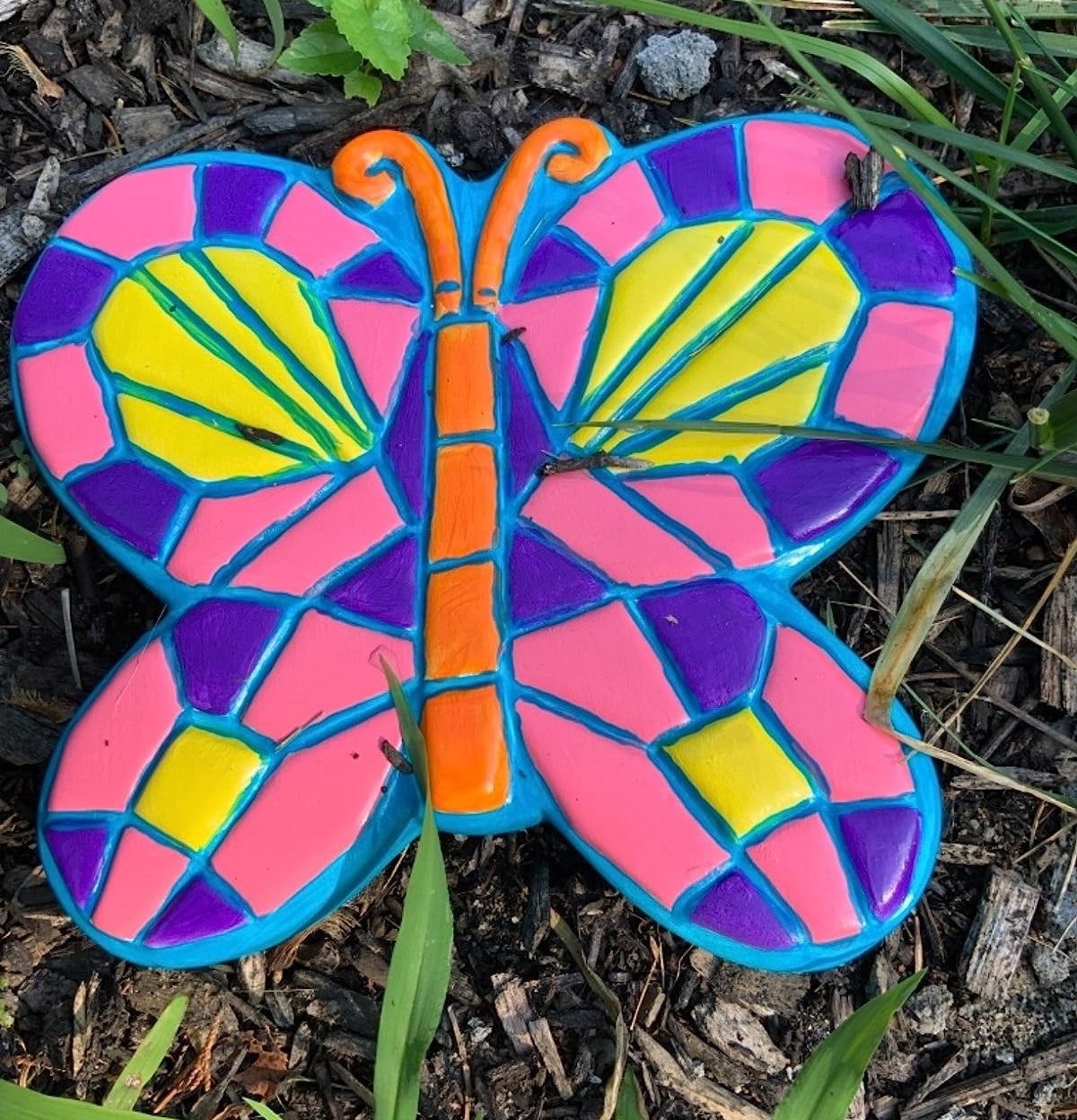 Painted butterfly stepping stone