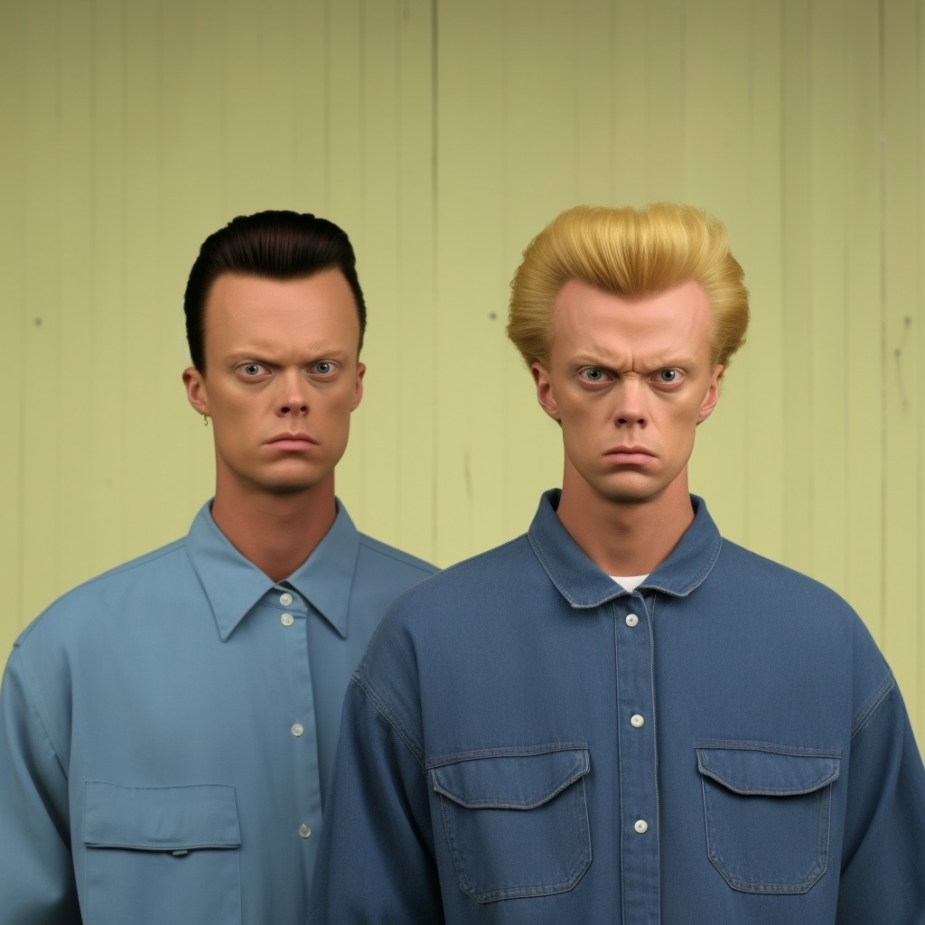 Two men with massive foreheads and huge underbites
