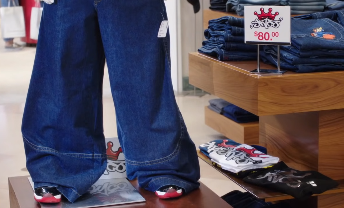 Jeans on display in a store