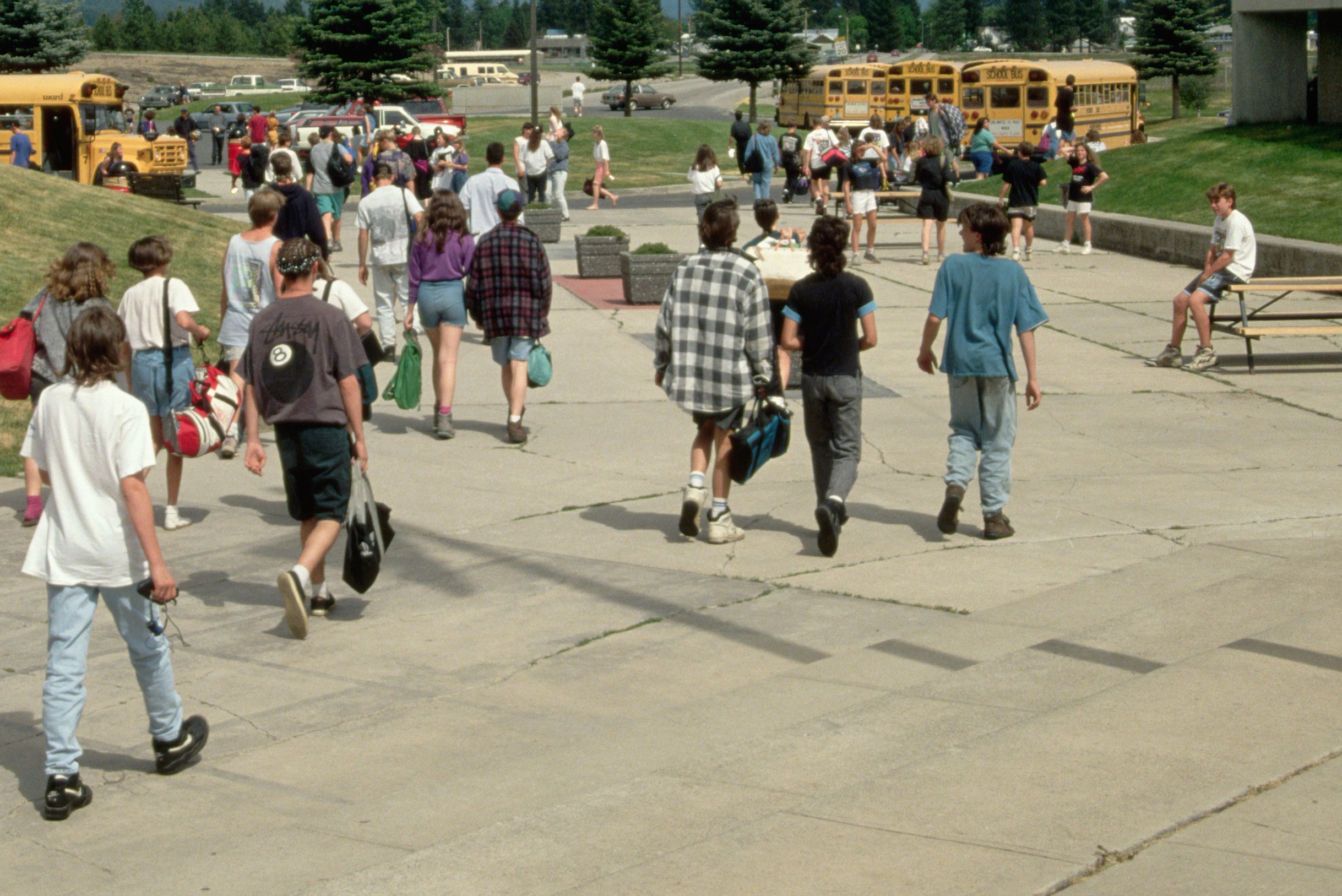 Kids heading to school buses