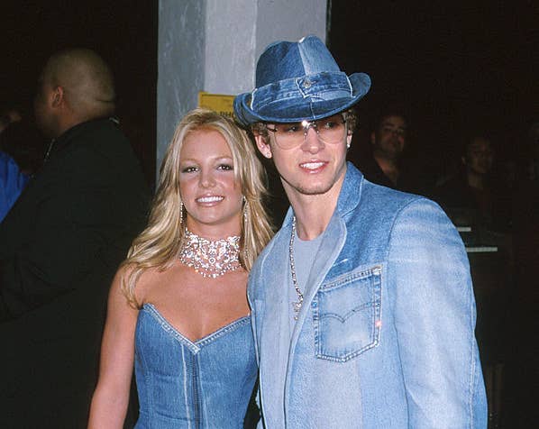 Closeup of Britney Spears and Justin Timberlake