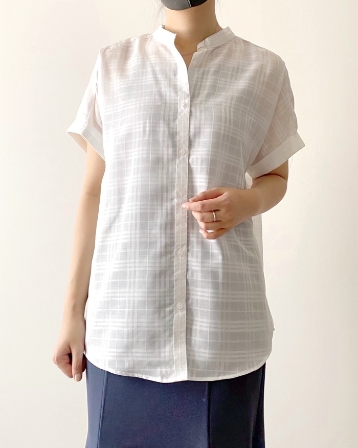 GU（ジーユー）のおすすめファッションアイテム「シアーチェックシャツ（半袖）＋E」