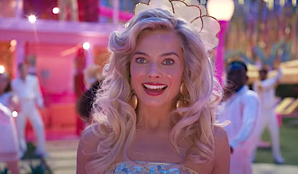 Closeup of Margot Robbie as Barbie