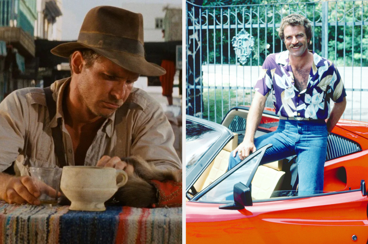 Side-by-side of screenshots of Indiana Jones and Magnum, P.I.