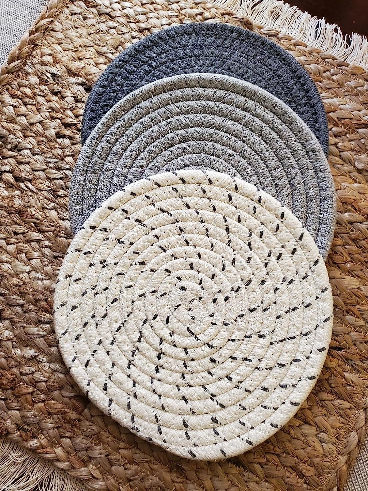 Reviewer&#x27;s photo of the trivets in the color Gray