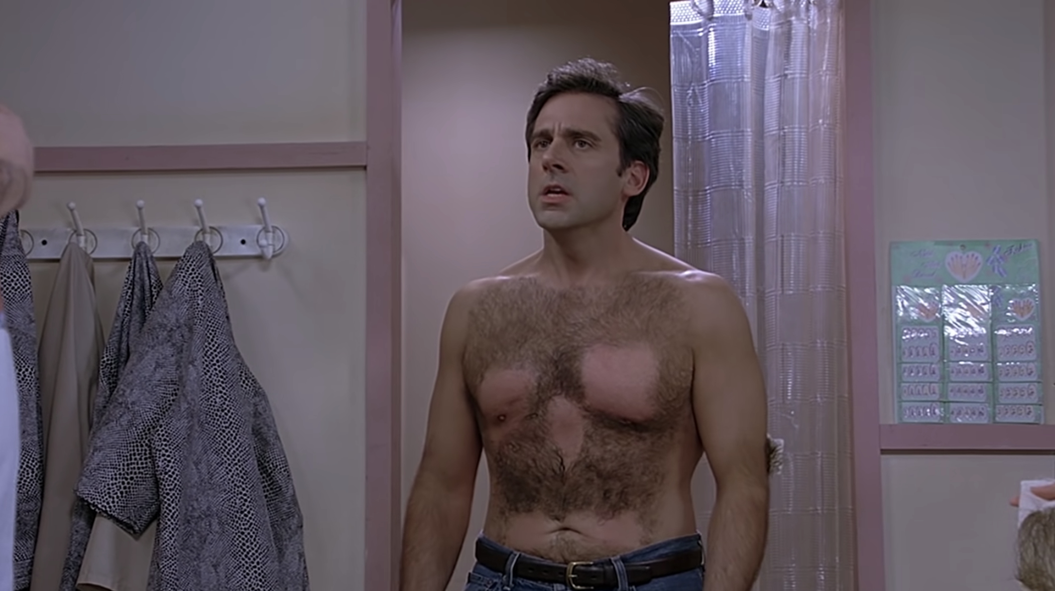 steve carell after getting his chest partially waxed in the 40 year old virgin