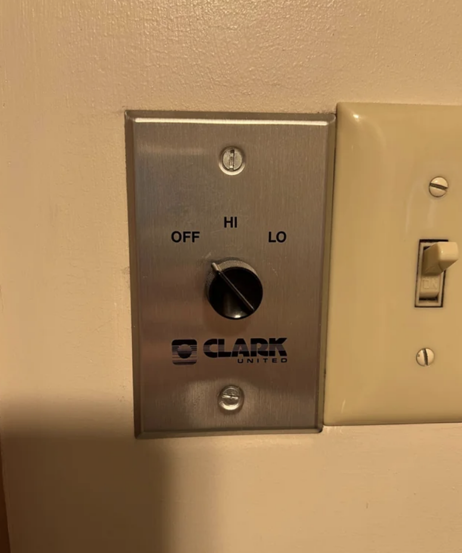 Control knob for whole-house fan with off, high, and low modes