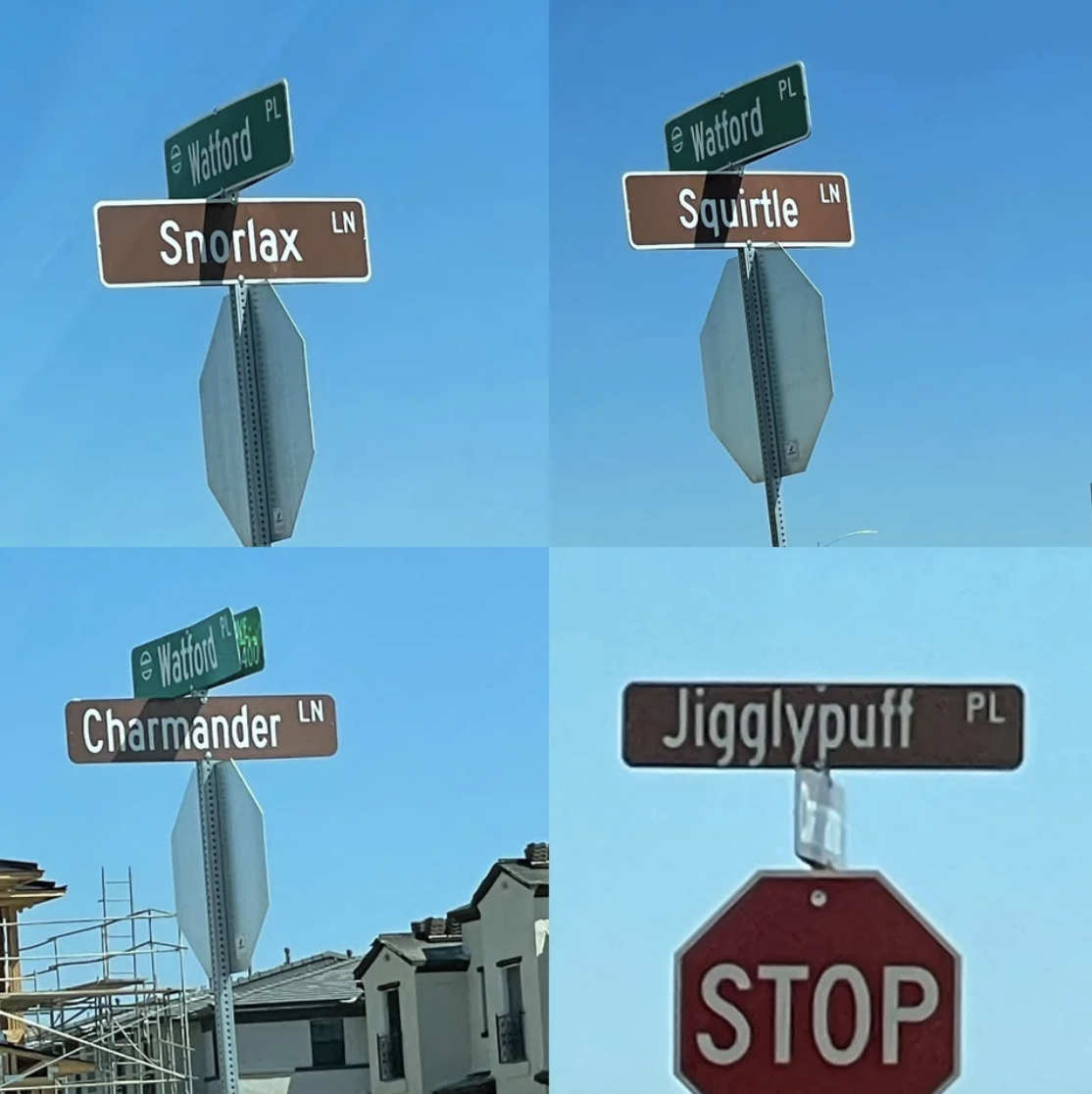 Street signs named after Pokémon