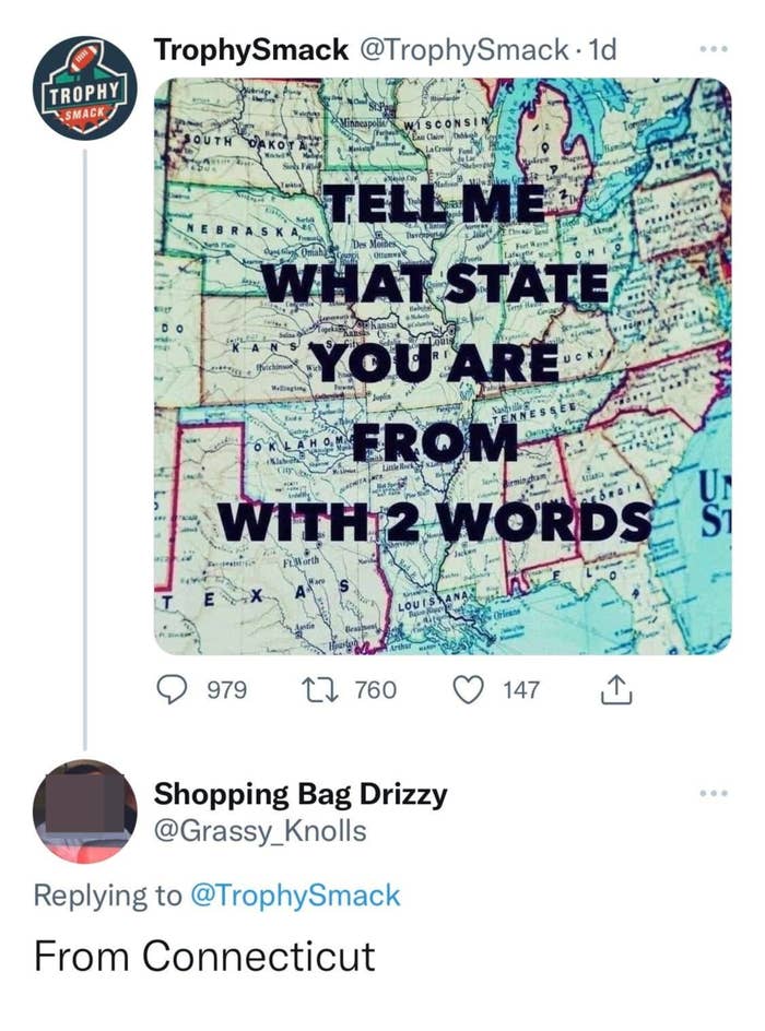 &quot;Tell me what state you are from with two words&quot; Answer: From Connecticut