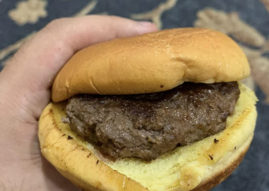 A burger plain and dry