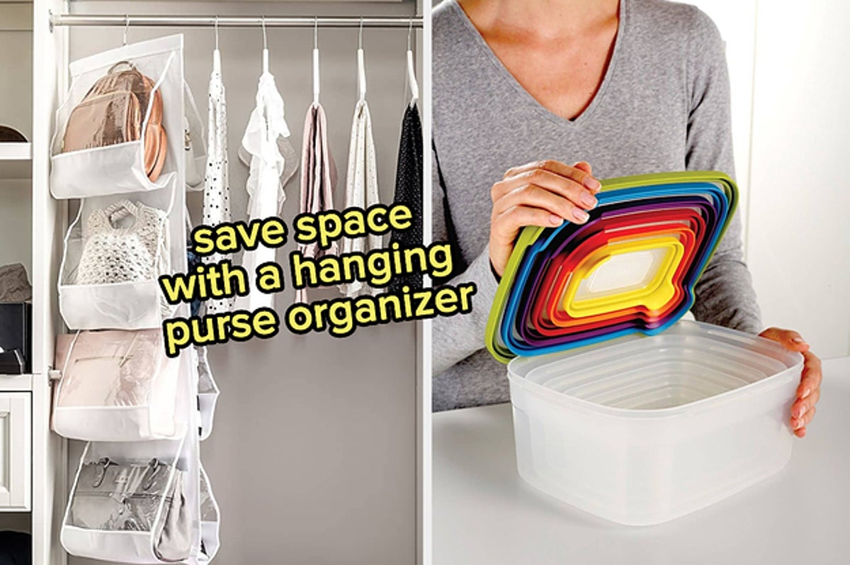 MIGHTY TIDY HOME New and Improved XL Size Hanging Handbag Purse Organizer  for Closet | 2 Pack, 10 Shelves Total | Space Saving Hand Bag Storage  Holder