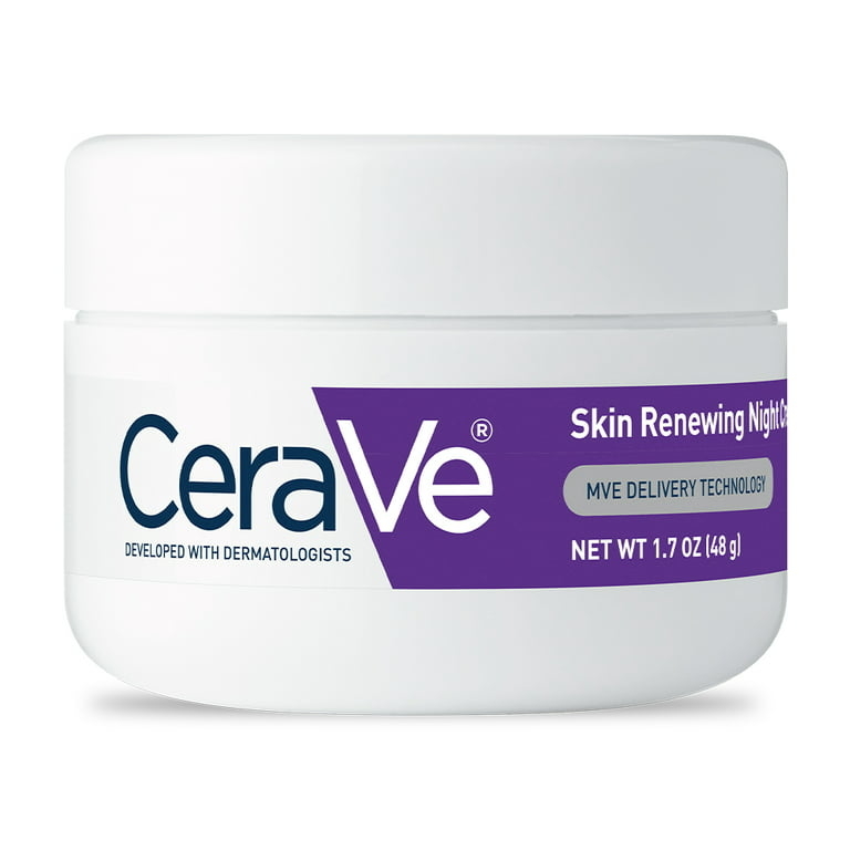 A picture of the CeraVe night cream in a white jar