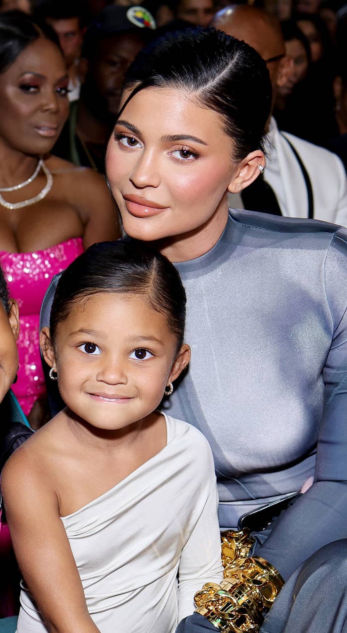 Close-up of Kylie with Stormi