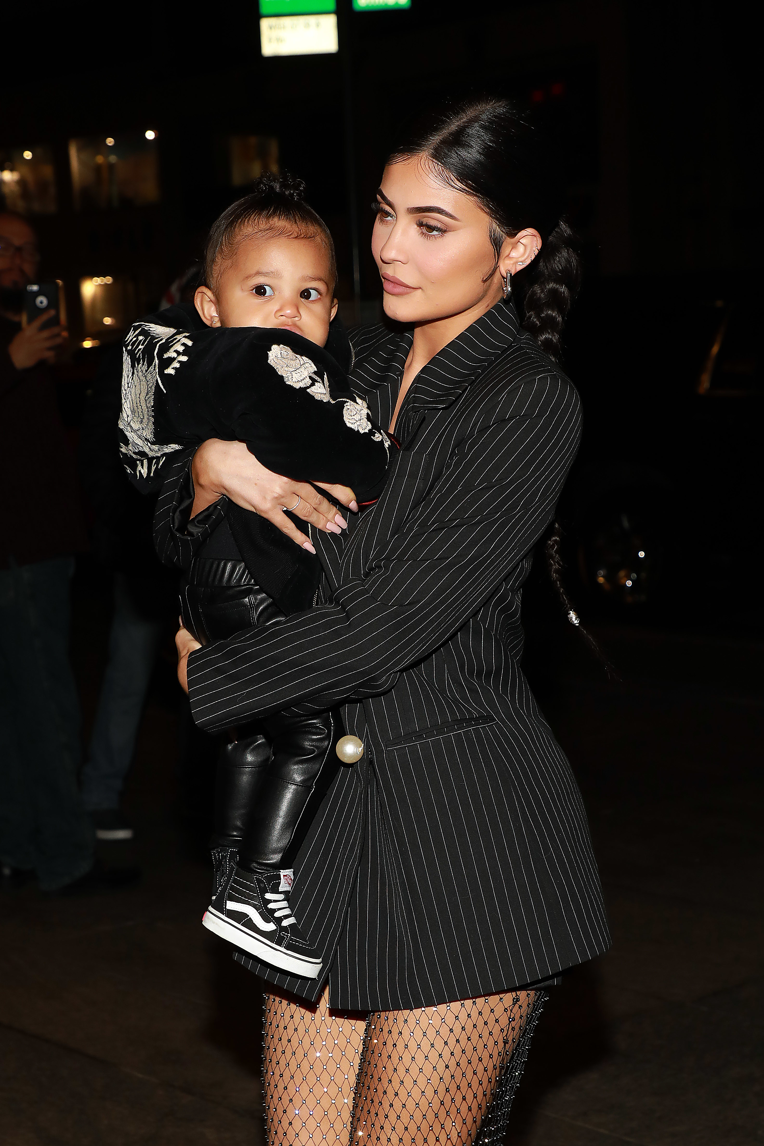 Close-up of Kylie holding Stormi