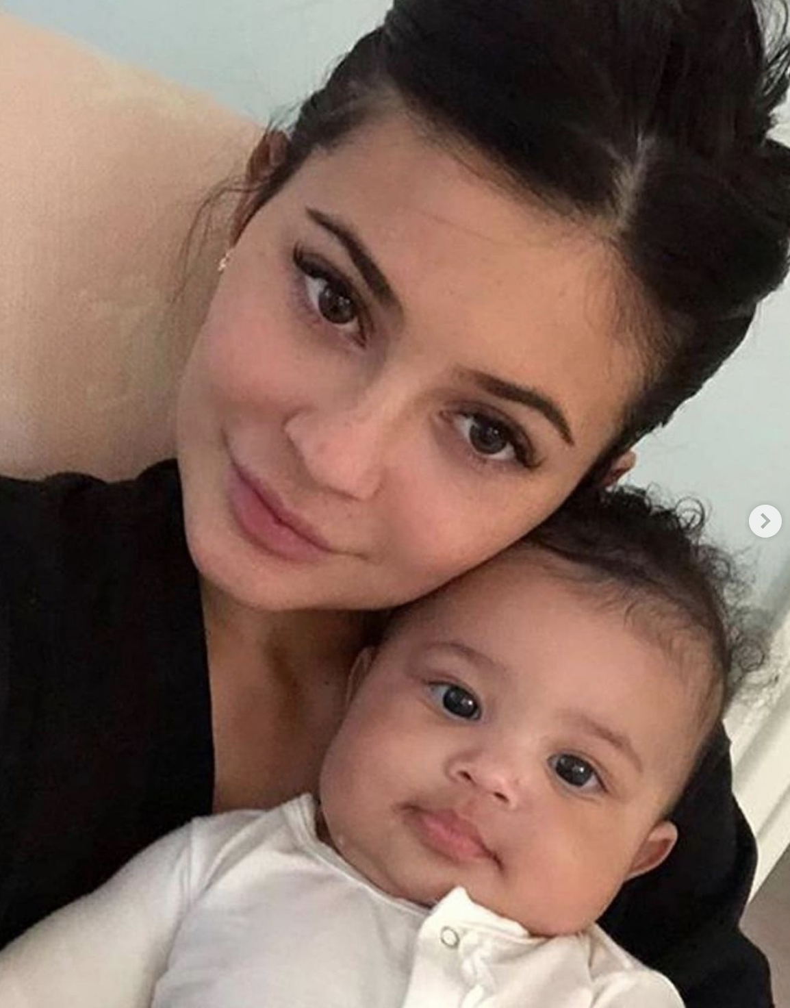 Close-up of Kylie and Stormi