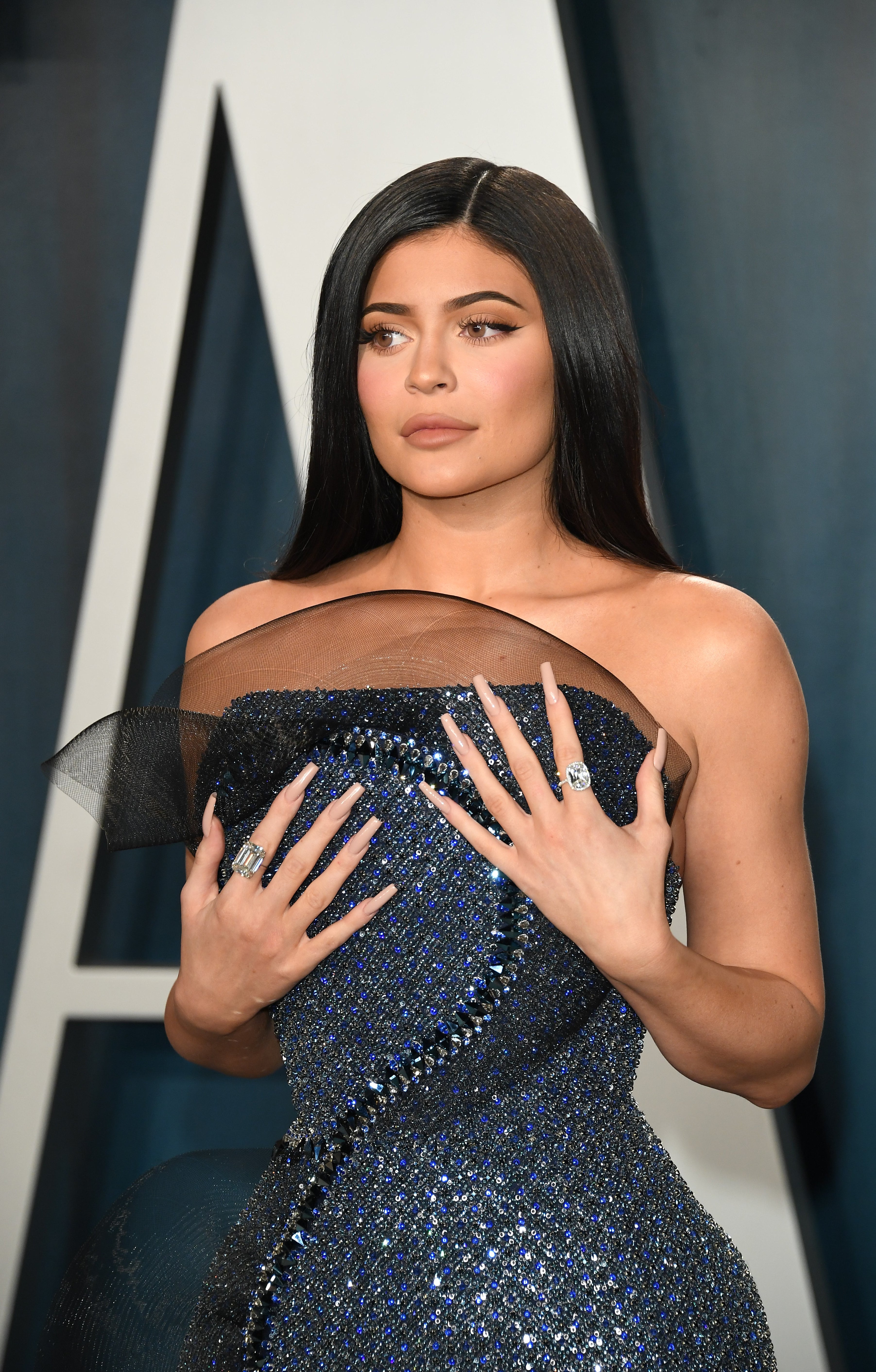 Close-up of Kylie at a media event