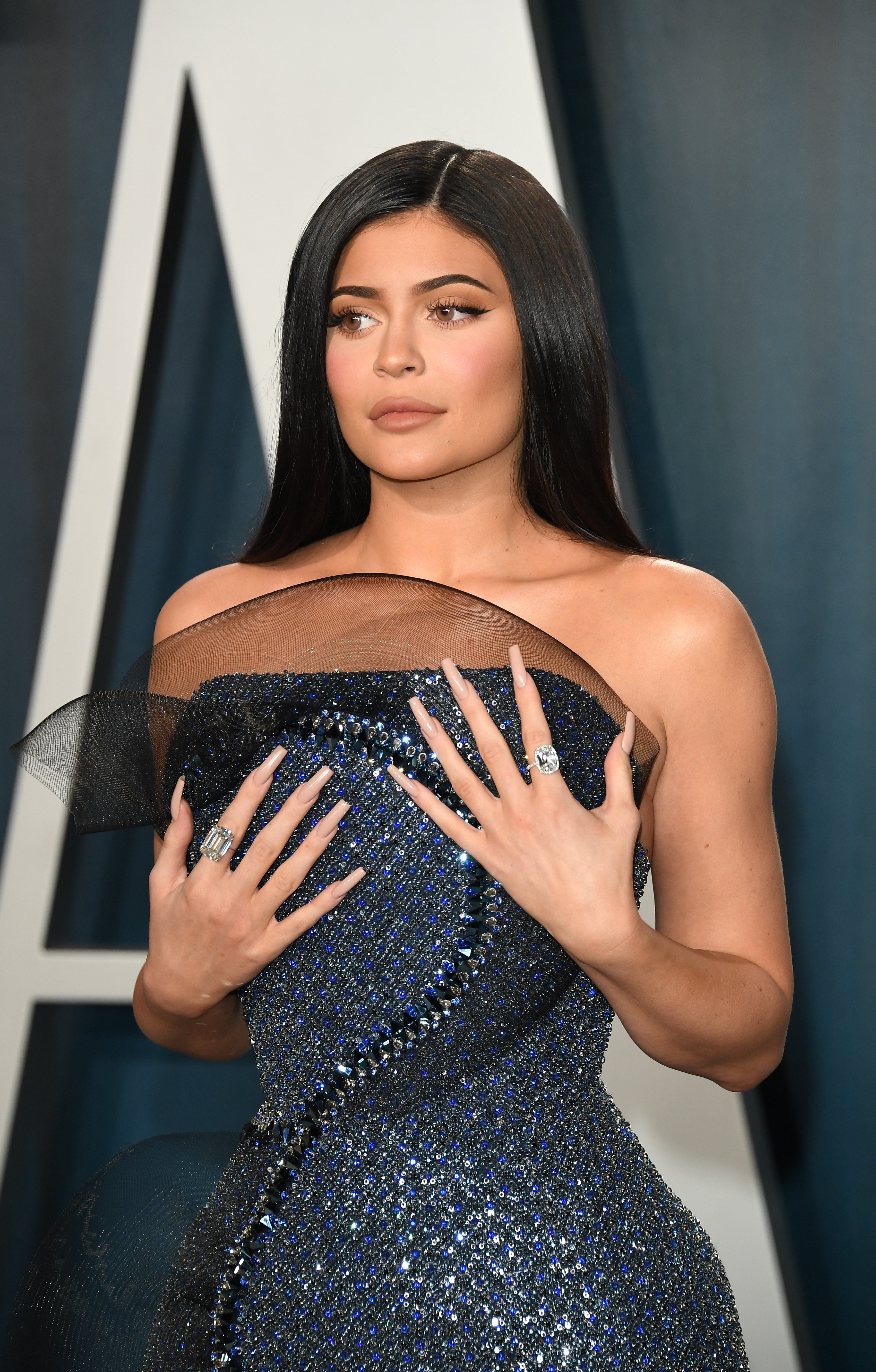 Close-up of Kylie at a media event