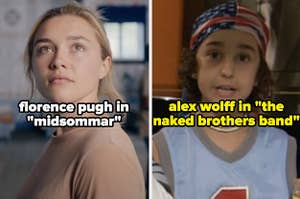 Florence Pugh in Midsommar and Alex Wolff in The Naked Brothers Band