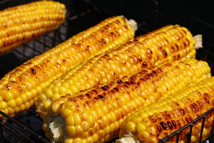 Close-Up Of Sweetcorn On Barbecue Grill