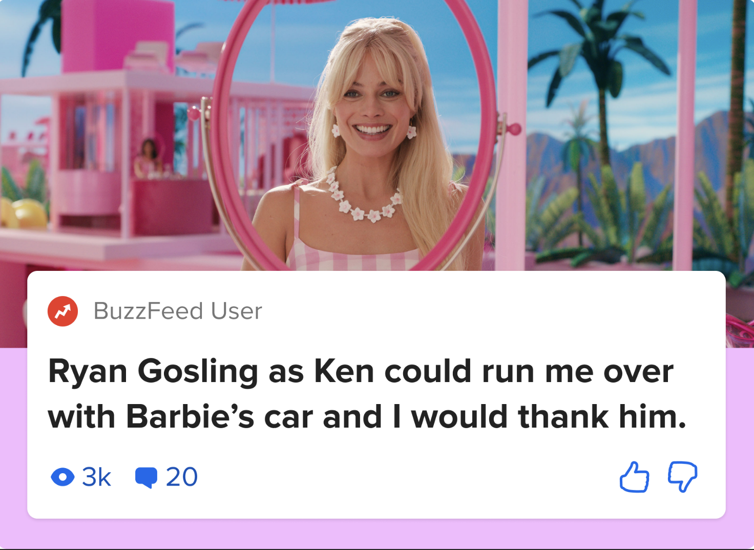 Barbie pic with ryan gosling as ken could run me over with barbie&#x27;s car and i would thank him