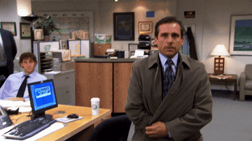michael pretending to flash the office