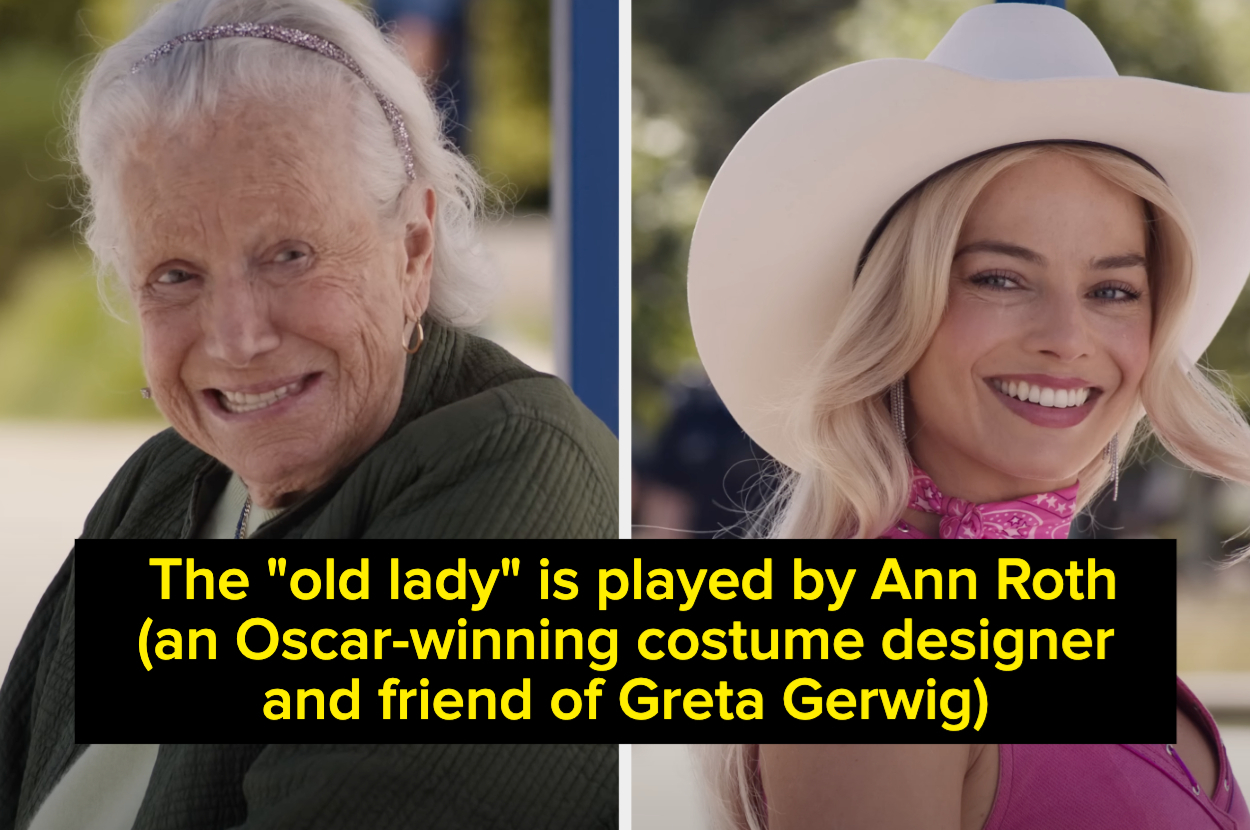 Confirmed: the old lady on the bench in the BARBIE trailer IS in fact 2x  Oscar winning costume designer Ann Roth! (joked about in The Post episode  as possibly living in the