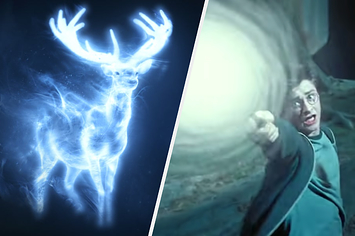 harry potter casting a stag shaped patronus