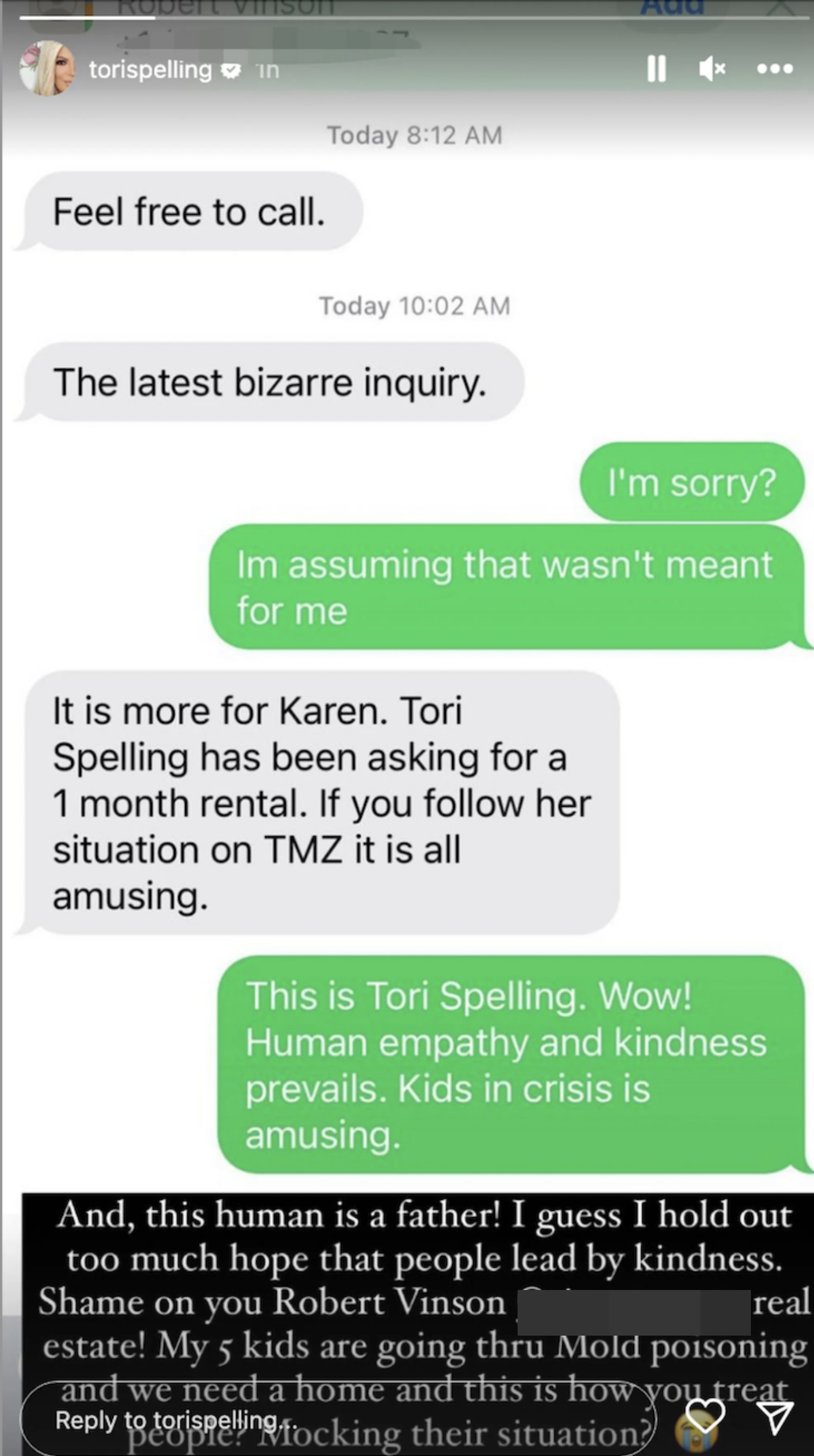 Tori Spelling Realtor Wrong Text Mocking Her