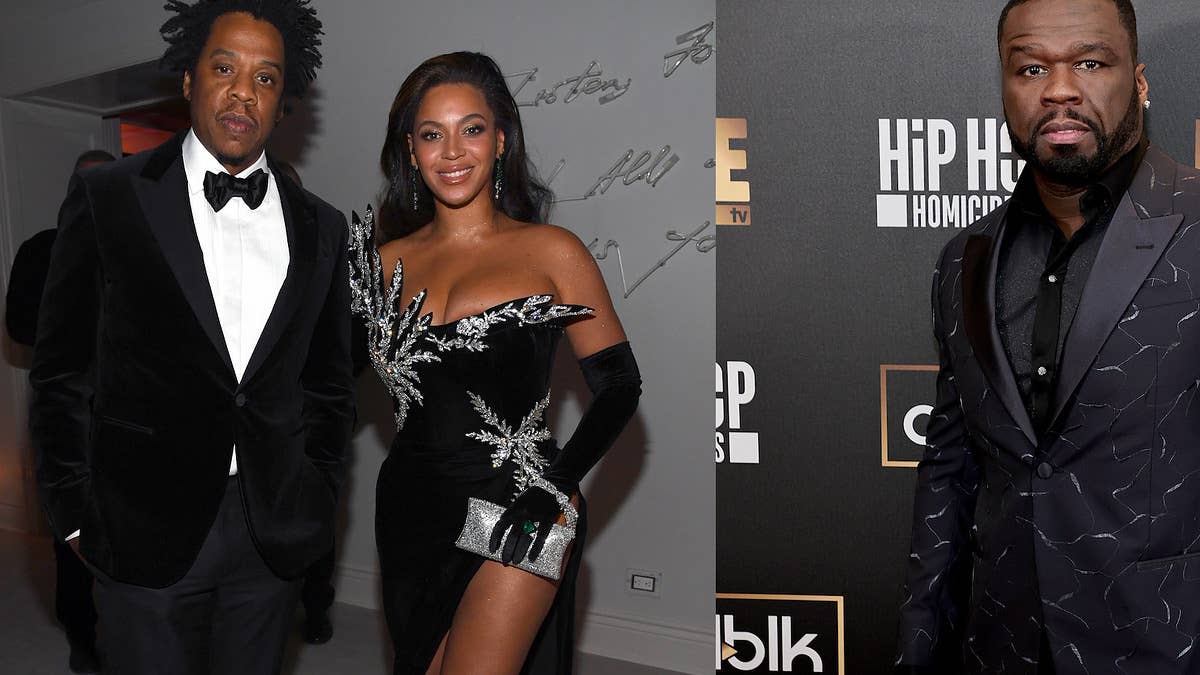 The G-Unit mogul believes Hov's relationship with Bey has helped the Roc-A-Fella founder amass Grammy wins over the past two decades.