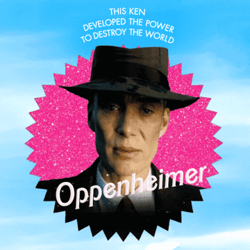 Oppenheimer and Barbie drawing that makes Cillian Murphy&#x27;s Oppenheimer look like he is part of the Barbie promotion as a Ken Doll