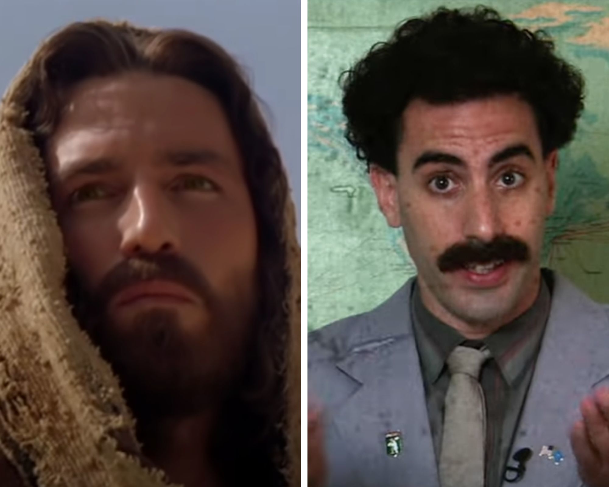 The Passion of the Christ and Borat main characters