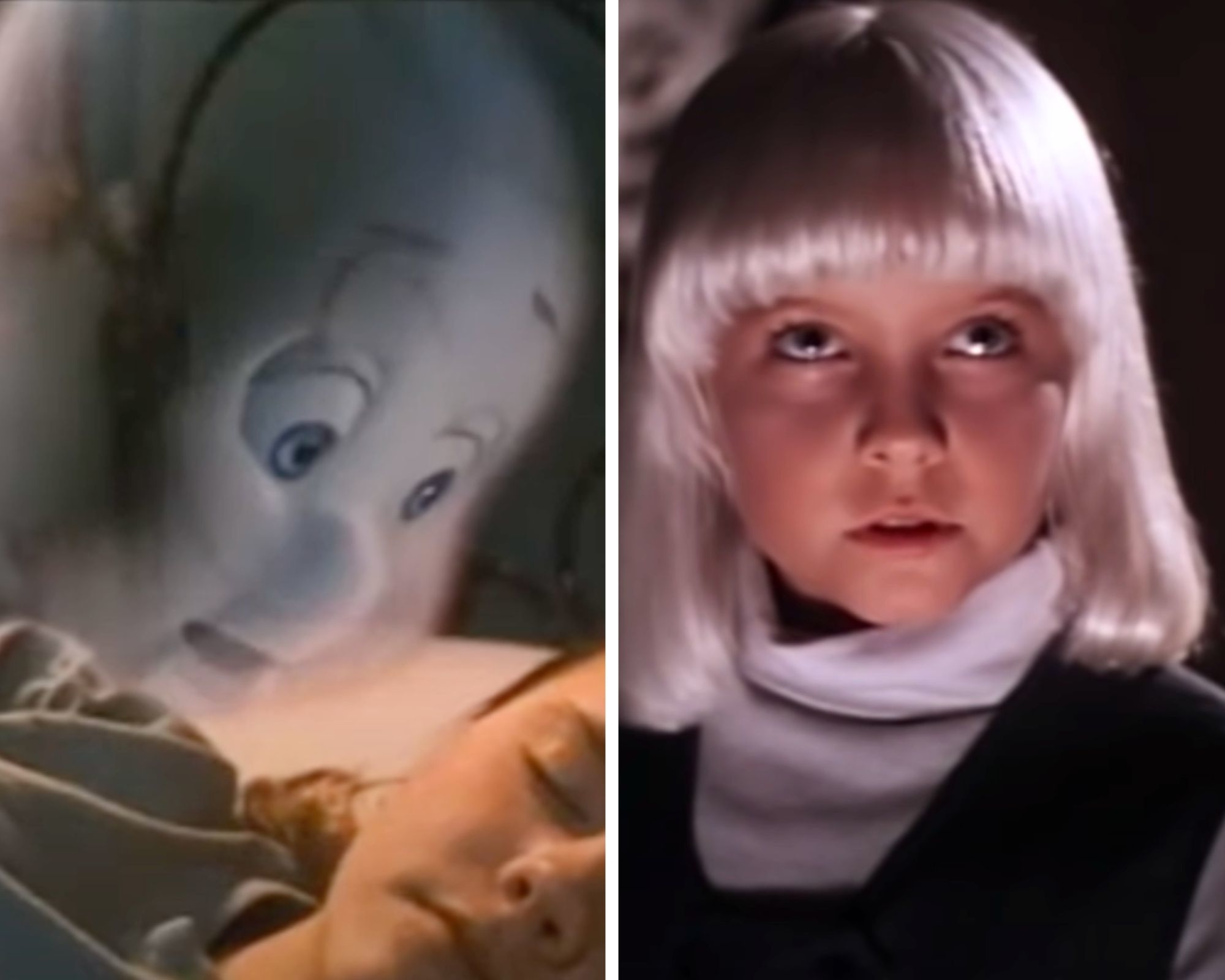 Casper the friendly ghost, and one of the possessed children in Village of the Damned