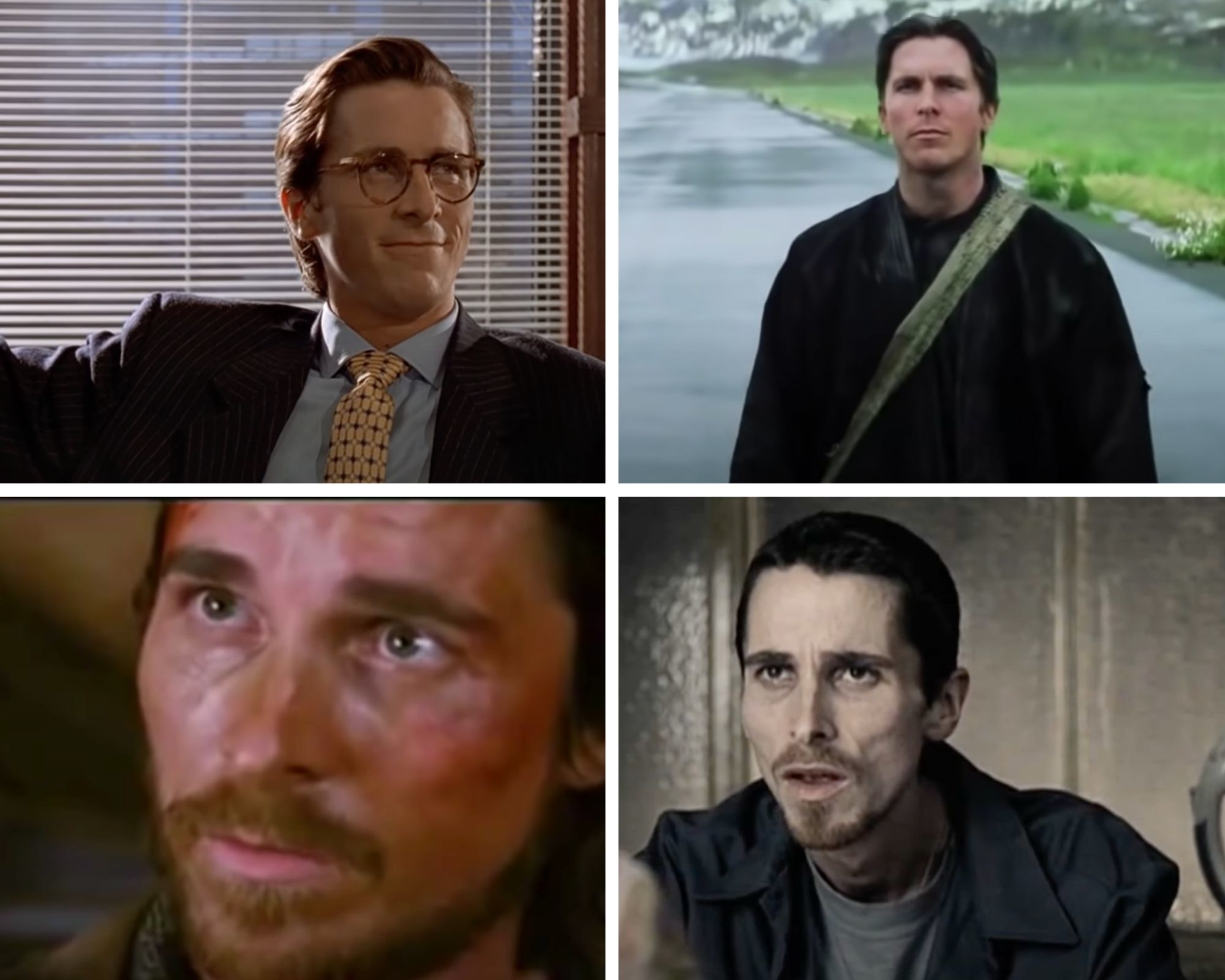 Christian Bale in American Psycho, Batman Beings, 3:10 To Yuma and The Machinist
