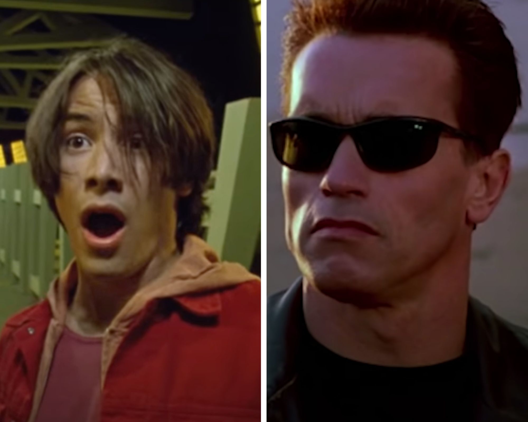 Keanu Reeves in Bill &amp;amp; Ted&#x27;s Bogus Journey and Arnold Schwarzenegger in Terminator 2: Judgement Day