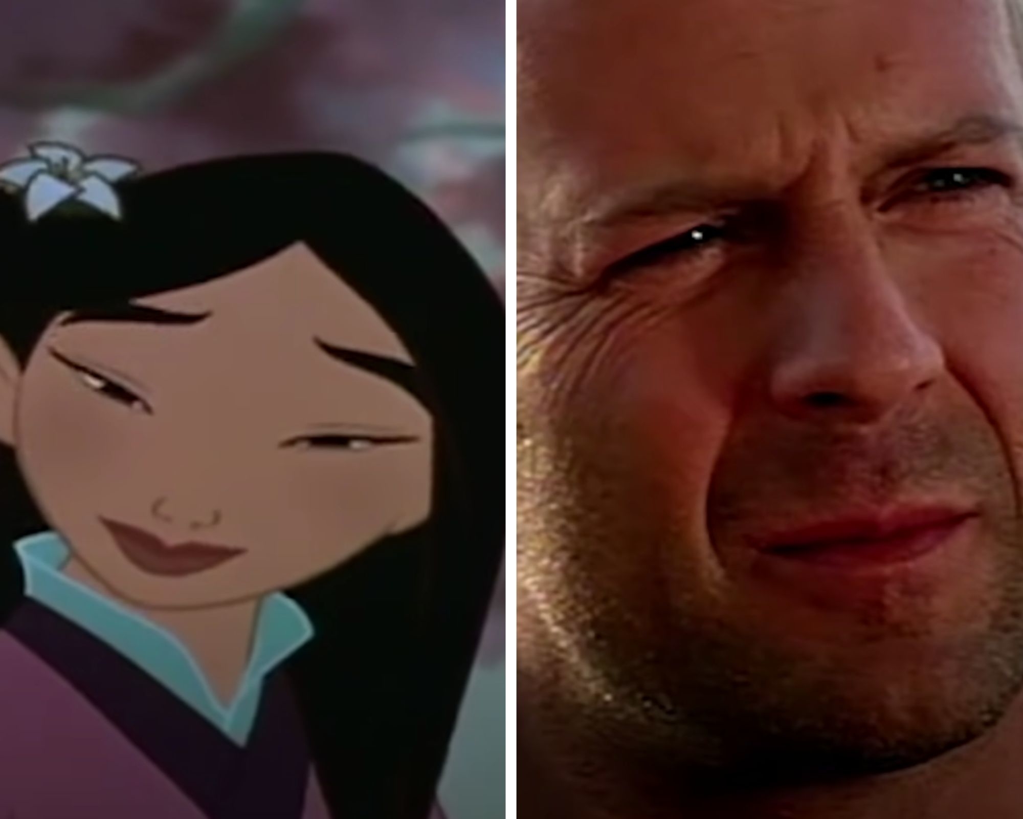 Mulan animated character, Bruce Willis in Armageddon