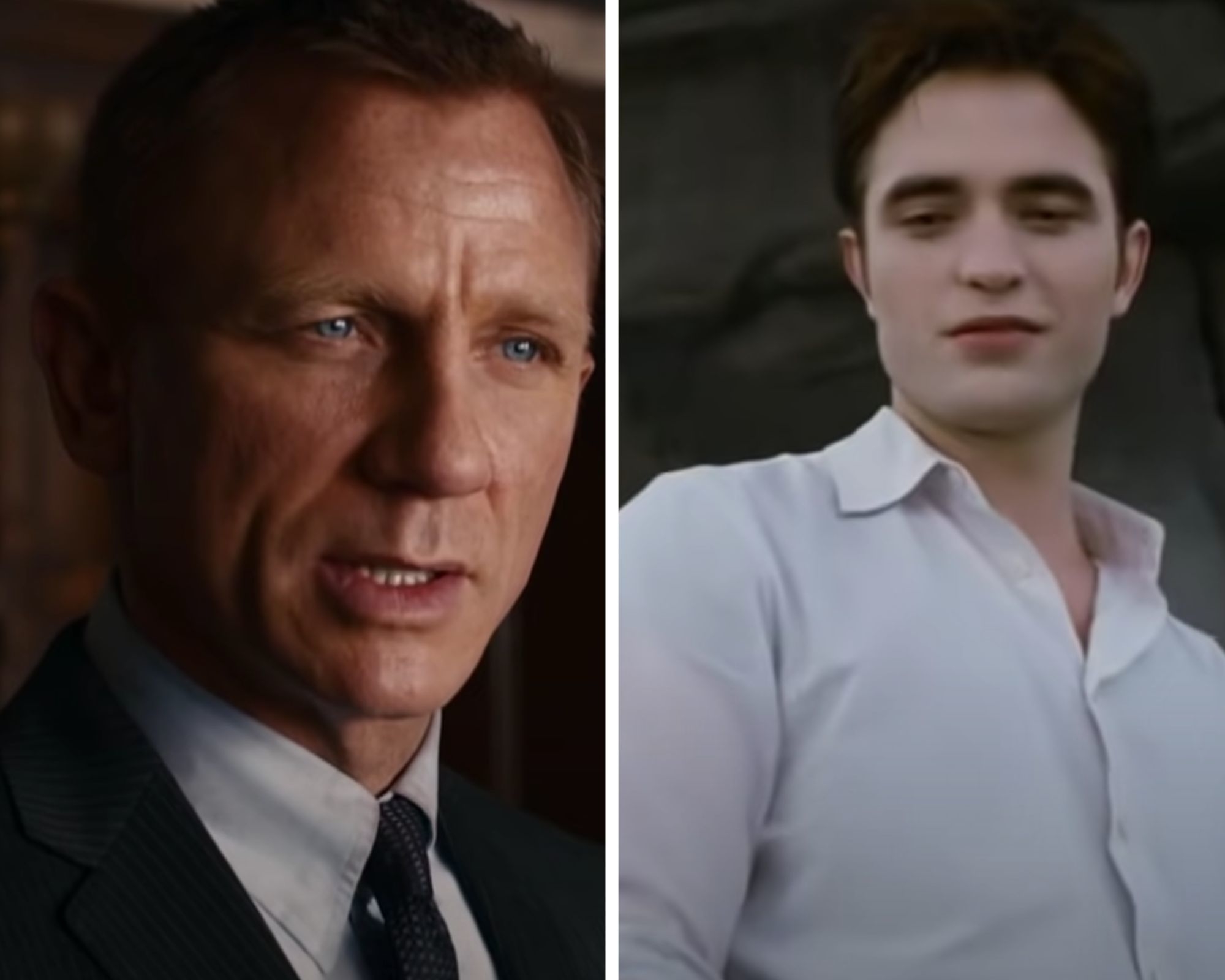 Daniel Craig as James Bond and Robert Pattinson as Edward Cullen