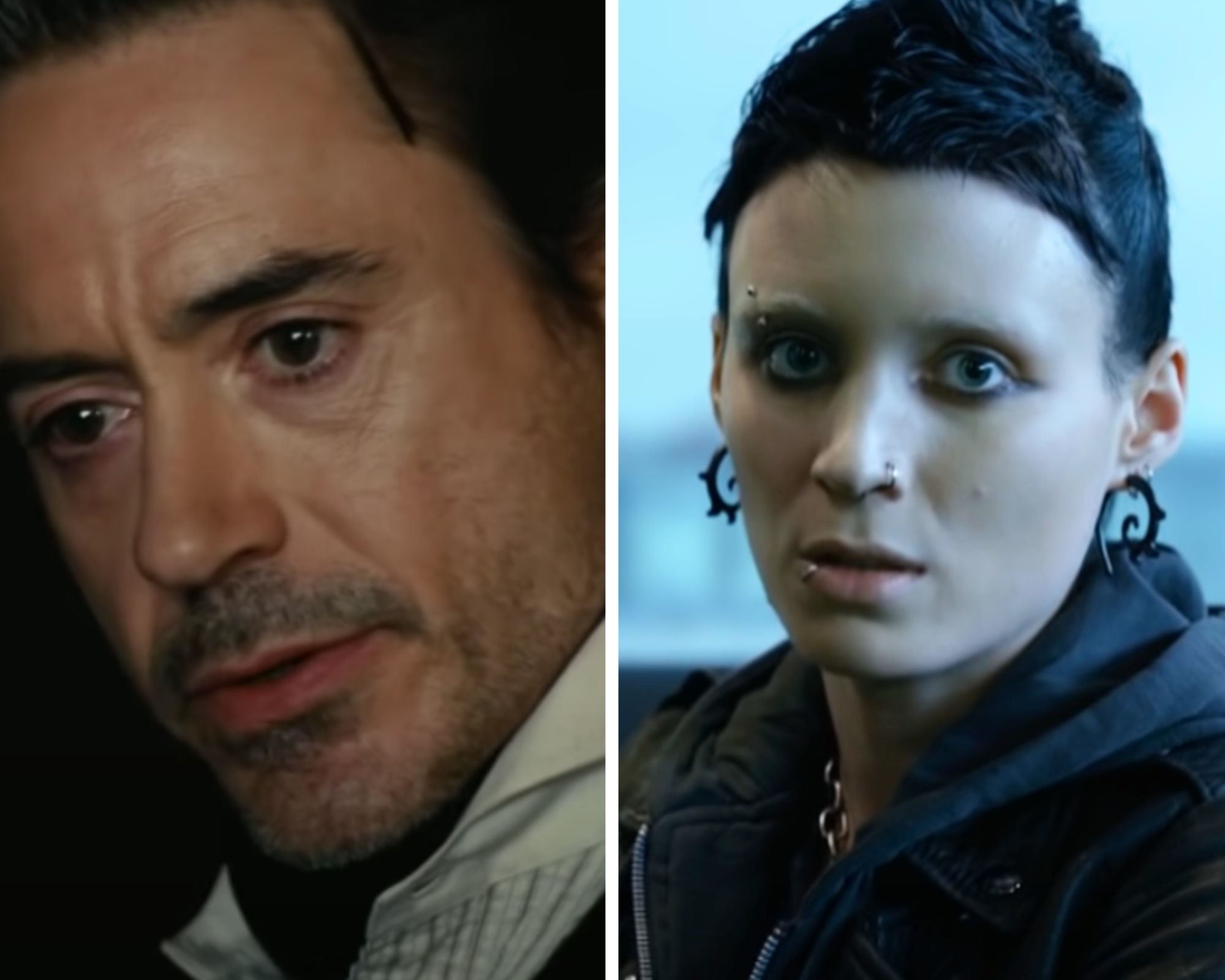 Robert Downey Jr. as Sherlock, and Rooney Mara as The Girl with The Dragon Tattoo