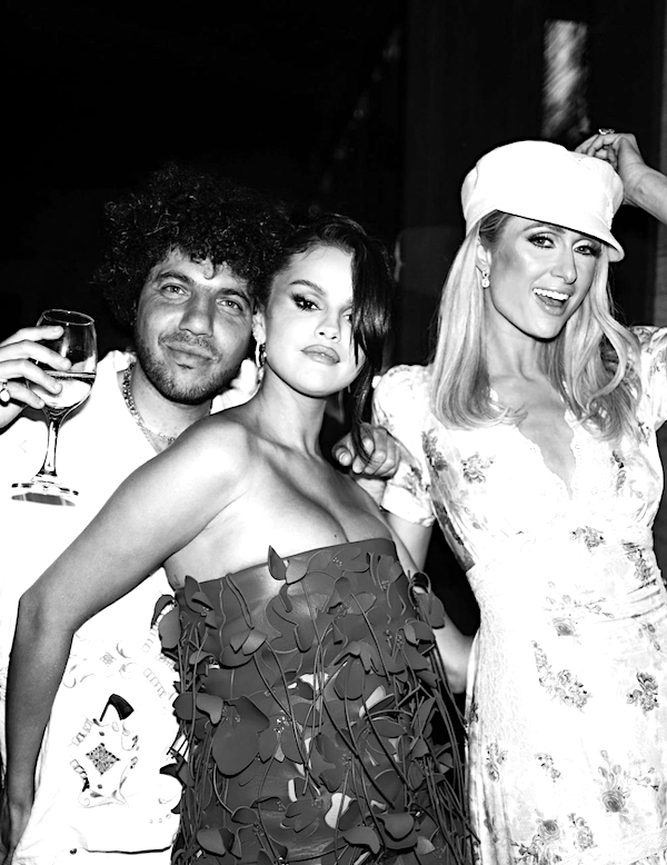 Benny Blanco, Selena Gomez, and Paris Hilton