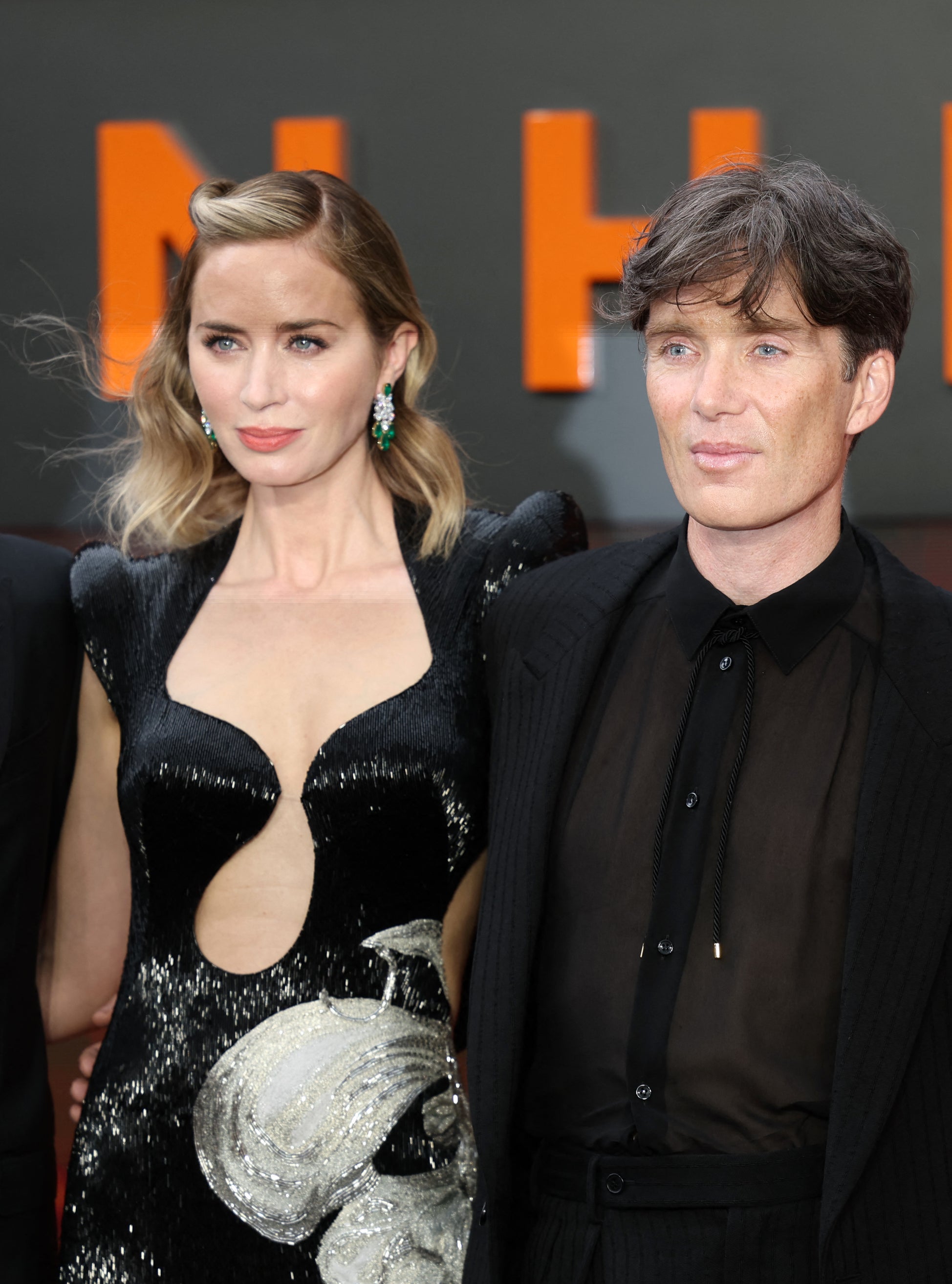A closeup of Cillian and Florence at the Oppenheimer premiere