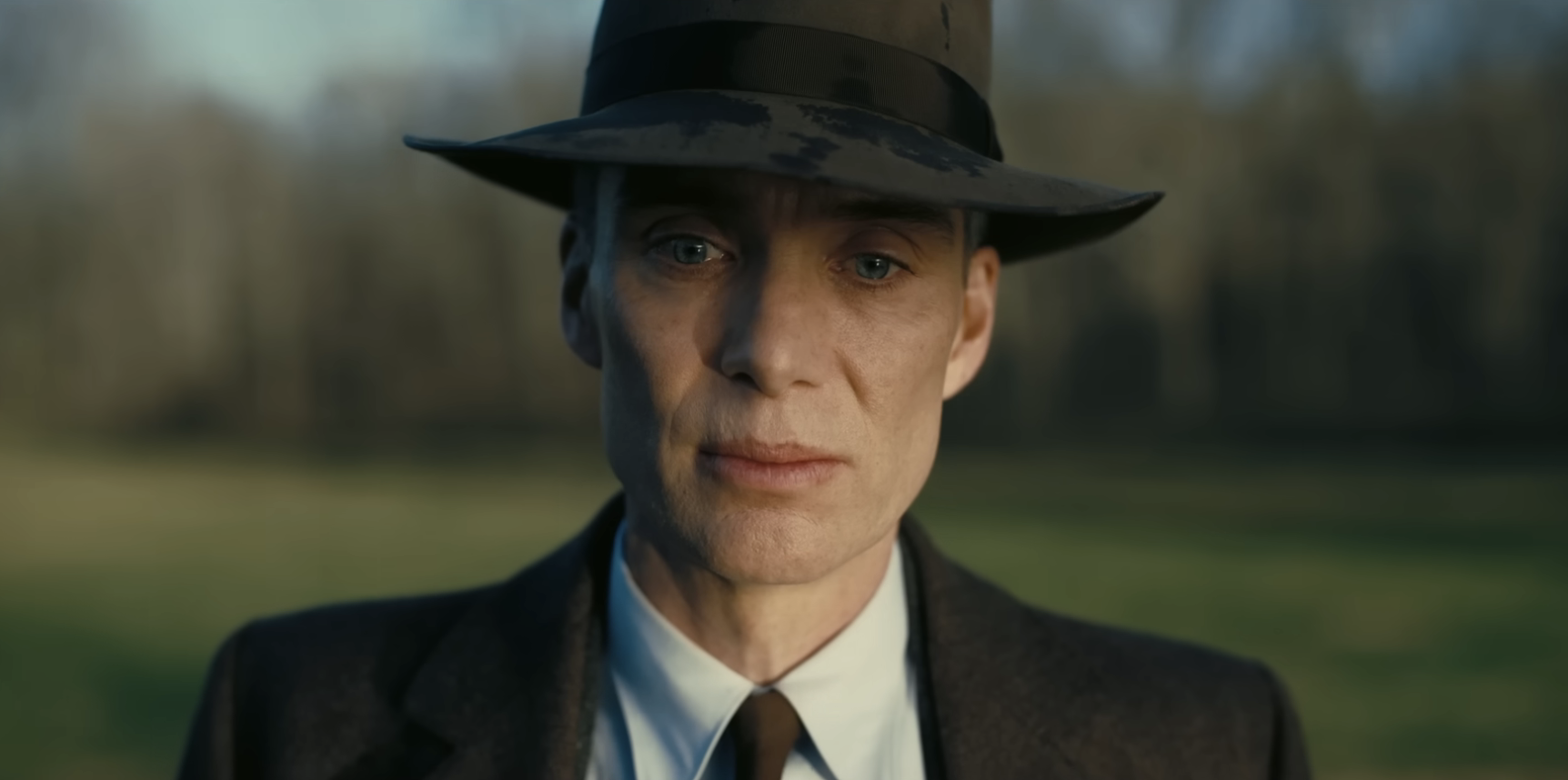 A closeup of Cillian as Oppenheimer