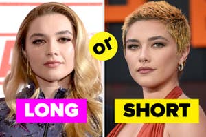 florence pugh with long and short hair
