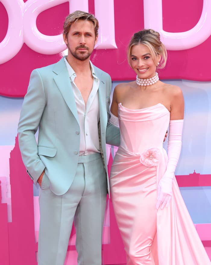 Ryan and Margot on the pink carpet