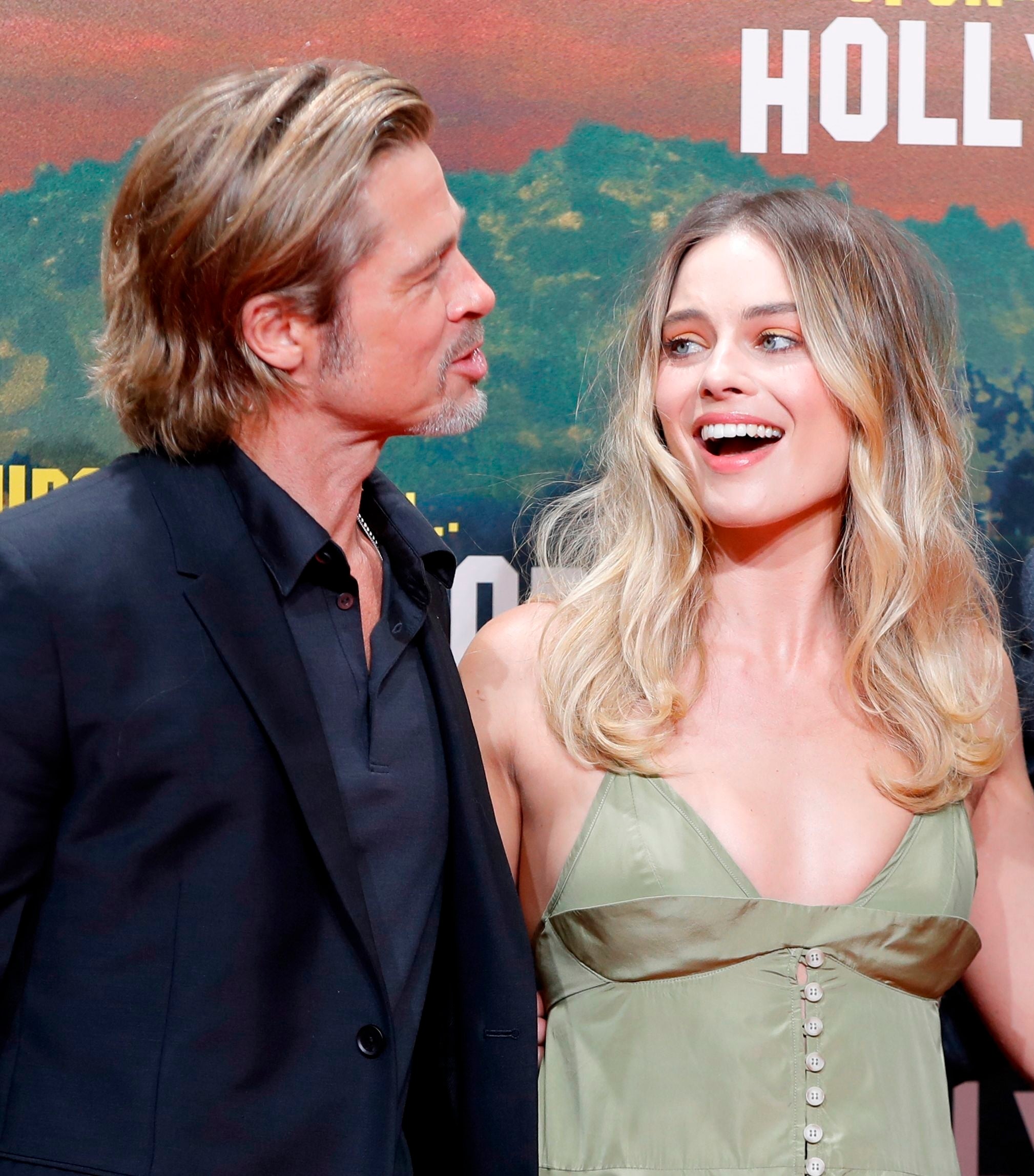 Brad and Margot at a media event