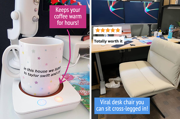 (left) mug warmer (right) armless desk chair