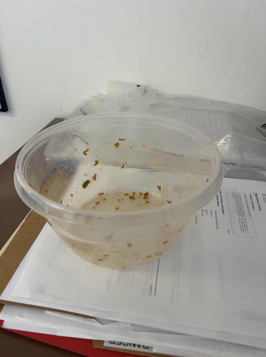a dirty food container