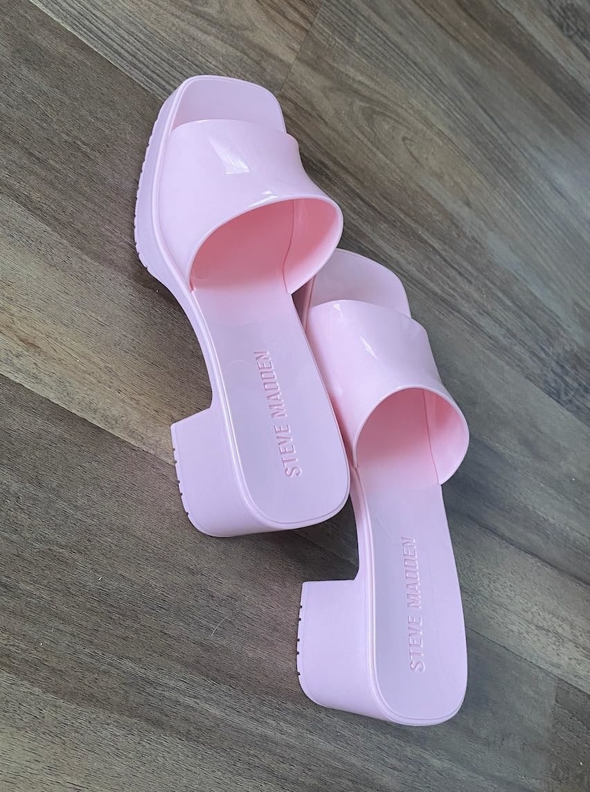 A reviewer&#x27;s pair of pink shoes